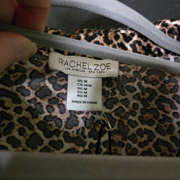 Rachel Zoe Womens Leopard Print Button-Up Blouse Medium - Picture 4 of 11